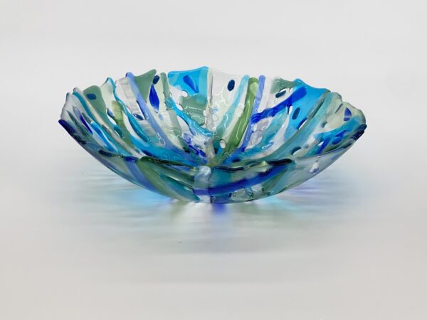 Beautiful Green and Blue fused glass bowl by Glass Art by Betty