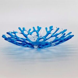 Blue coral fused glass bowl by: Glass Art by Betty