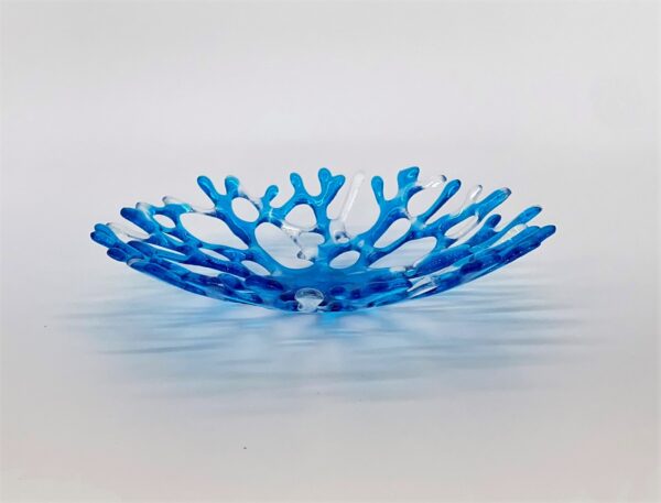 Blue coral fused glass bowl by: Glass Art by Betty