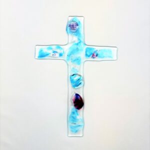 Fused glass cross artwork