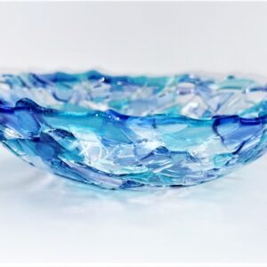 Blue textured bowl by Glass art by Betty